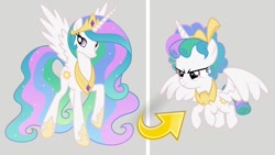 Size: 1280x720 | Tagged: safe, imported from derpibooru, cozy glow, princess celestia, alicorn, pony, palette swap, recolor, transformation, youtube link