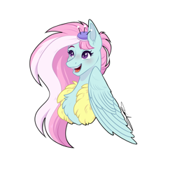 Size: 1000x1000 | Tagged: safe, artist:purplegrim40, imported from derpibooru, kerfuffle, pegasus, pony, blushing, female, mare, open mouth, open smile, simple background, smiling, solo, white background