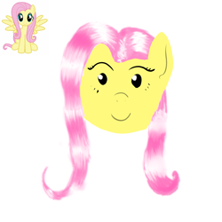 Size: 4000x4000 | Tagged: safe, artist:petrichor01, imported from derpibooru, fluttershy, pegasus, pony, hair, head only, reference used, simple background, smiling, solo, white background