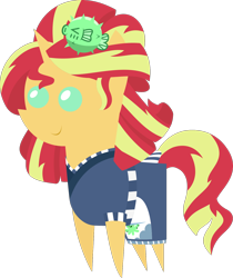 Size: 1258x1496 | Tagged: safe, artist:sketchmcreations, imported from derpibooru, sunset shimmer, pony, unicorn, eqg summertime shorts, equestria girls, good vibes, alternate hairstyle, apron, clothes, female, inkscape, kimono (clothing), mare, pointy ponies, simple background, solo, sunset sushi, transparent background, uniform, vector