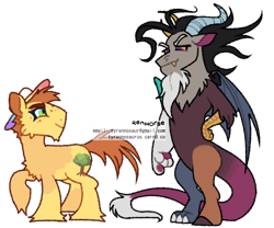 Size: 1600x1334 | Tagged: safe, artist:renhorse, imported from derpibooru, applejack, discord, pony, applejack (male), februpony, hat, rule 63, simple background, transparent background