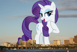 Size: 1920x1280 | Tagged: safe, artist:moongazeponies, artist:thegiantponyfan, imported from derpibooru, rarity, pony, unicorn, boston, female, giant pony, giant unicorn, giantess, highrise ponies, irl, macro, mare, massachusetts, mega giant, mega rarity, photo, ponies in real life