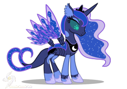 Size: 1700x1200 | Tagged: safe, artist:galeemlightseraphim, imported from derpibooru, princess luna, changedling, changeling, pony, robot, robot pony, base used, changedlingified, changelingified, crossover, cybug, ethereal mane, hoof shoes, peytral, simple background, solo, species swap, starry mane, transparent background, wreck-it ralph