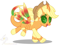 Size: 1700x1200 | Tagged: safe, artist:galeemlightseraphim, imported from derpibooru, applejack, changedling, changeling, pony, robot, robot pony, base used, changedlingified, changelingified, coat markings, crossover, cybug, female, freckles, hat, mare, open mouth, simple background, smiling, socks (coat markings), solo, species swap, transparent background, wreck-it ralph