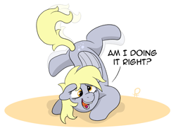 Size: 1663x1251 | Tagged: safe, artist:doodledonutart, imported from derpibooru, derpy hooves, pegasus, pony, background pony, cute, derpabetes, februpony, female, mare, simple background, solo, white background, yoga