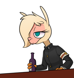 Size: 615x644 | Tagged: safe, artist:hitsuji, imported from derpibooru, oc, oc:shio (hitsuji), alpaca, anthro, them's fightin' herds, ace attorney, arm band, clothes, community related, cosplay, costume, grape juice, juice, simple background, solo, tfh oc, transparent background