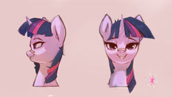 Size: 3840x2160 | Tagged: safe, artist:naafreelanceartist, imported from derpibooru, twilight sparkle, pony, unicorn, bandaid, bandaid on nose, bust, female, lidded eyes, looking at you, mare, smiling, solo