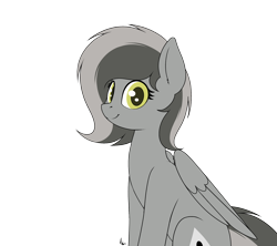 Size: 1800x1600 | Tagged: safe, alternate version, artist:ponynamedmixtape, imported from derpibooru, oc, oc:graeyscale, pegasus, pony, simple background, smiling, solo, transparent background