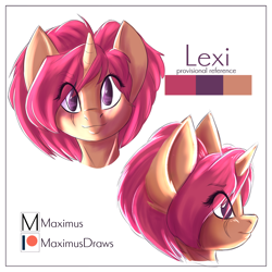 Size: 3000x3000 | Tagged: safe, artist:maximus, imported from derpibooru, oc, oc only, oc:lexi moonway, unicorn, reference sheet, solo