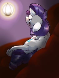 Size: 1426x1888 | Tagged: safe, artist:kurogewapony, imported from derpibooru, rarity, pony, unicorn, blushing, couch, cute, female, looking at you, looking back, looking back at you, mare, raribetes, solo