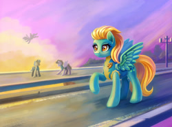 Size: 1484x1100 | Tagged: safe, artist:maytee, imported from derpibooru, lightning dust, pegasus, pony, clothes, solo focus, uniform, wonderbolt trainee uniform