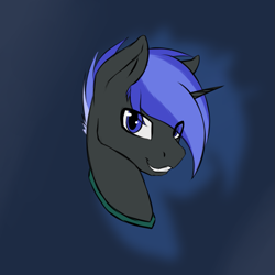 Size: 1173x1173 | Tagged: safe, artist:syntiset, imported from derpibooru, oc, oc only, oc:pixel shield, unicorn, colored sketch, commission, horn, looking at you, male, multicolored hair, multicolored mane, phone drawing, sketch, smiling, smiling at you, solo, stallion, unicorn oc