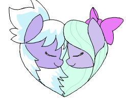 Size: 247x200 | Tagged: safe, artist:wafflecakes, cloudchaser, flitter, pony, eyes closed, simple background, smiling