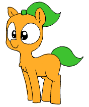 Size: 177x212 | Tagged: safe, artist:wafflecakes, oc, oc only, earth pony, pony, chest fluff, food, lowres, orange, plany pony, smiling