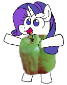 Size: 131x167 | Tagged: safe, artist:wafflecakes, rarity, pony, unicorn, bell pepper, green is my pepper, lowres, open mouth, raised arms, simple background, smiling, transparent background