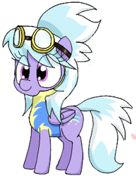 Size: 238x309 | Tagged: safe, artist:wafflecakes, cloudchaser, pegasus, pony, clothes, goggles, lowres, simple background, smiling, transparent background, uniform, wonderbolts uniform