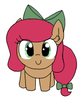 Size: 159x201 | Tagged: safe, artist:wafflecakes, oc, oc only, earth pony, pony, bow, lowres, simple background, smiling, transparent background