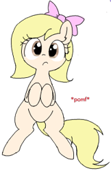 Size: 204x314 | Tagged: safe, artist:wafflecakes, oc, oc only, earth pony, pony, bow, lowres, on back, simple background, transparent background