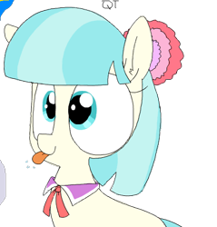 Size: 461x482 | Tagged: safe, artist:wafflecakes, coco pommel, earth pony, pony, clothes, simple background, smiling, tongue out, transparent background