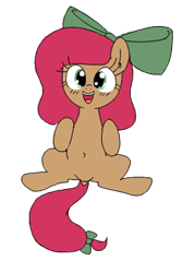 Size: 251x374 | Tagged: safe, artist:wafflecakes, oc, oc only, earth pony, pony, bow, dock, lowres, open mouth, simple background, sitting, smiling, transparent background
