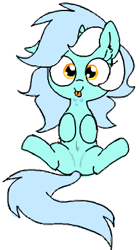 Size: 228x406 | Tagged: safe, artist:wafflecakes, lyra heartstrings, pony, unicorn, lowres, simple background, sitting, smiling, spread legs, spreading, tongue out, transparent background