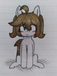 Size: 3120x4160 | Tagged: safe, artist:seylan, imported from derpibooru, oc, oc only, oc:cherro, earth pony, pony, lined paper, solo, traditional art