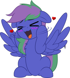 Size: 4489x5000 | Tagged: safe, alternate version, artist:jhayarr23, imported from derpibooru, oc, oc only, oc:lishka, pegasus, pony, :3, :d, ><, absurd resolution, alternate character, blushing, commission, commissioner:biohazard, cute, daaaaaaaaaaaw, diabetes, excited, eyebrows, eyelashes, eyes closed, fangirling, female, floppy ears, heart, hooves on cheeks, mare, ocbetes, open mouth, open smile, pegasus oc, simple background, sitting, smiling, solo, spread wings, squee, tail, transparent background, two toned mane, two toned tail, wings, ych result