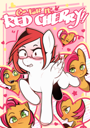 Size: 2481x3508 | Tagged: safe, artist:sugarelement, imported from derpibooru, babs seed, oc, oc:red cherry, earth pony, pegasus, pony, canon x oc, go for it nakamura!!, manga, misleading thumbnail, not a penis, parody