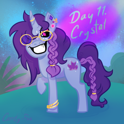 Size: 2048x2048 | Tagged: safe, artist:carconutty, imported from derpibooru, oc, oc:crystal carver, pony, unicorn, female, glasses, mare, solo