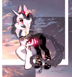 Size: 1024x1093 | Tagged: safe, artist:miioko, imported from derpibooru, oc, oc only, pony, unicorn, deviantart watermark, ethereal mane, horn, obtrusive watermark, raised hoof, solo, starry mane, unicorn oc, watermark