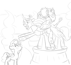 Size: 500x456 | Tagged: safe, artist:roseyicywolf, imported from derpibooru, cozy glow, lord tirek, queen chrysalis, the ending of the end, a better ending for cozy, adopted offspring, alternate ending, good end, headcanon in the description, legion of doom statue, looking at someone, older, older cozy glow, parent:lord tirek, parent:queen chrysalis, parents:chrystirek