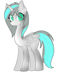 Size: 1987x1986 | Tagged: safe, artist:yulianapie26, imported from derpibooru, oc, oc only, alicorn, pony, alicorn oc, eyelashes, female, folded wings, full body, hooves, horn, mare, simple background, smiling, solo, standing, tail, two toned mane, two toned tail, white background, wings