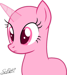 Size: 1303x1457 | Tagged: safe, artist:tanahgrogot, imported from derpibooru, oc, oc only, pony, unicorn, bald, base, female, mare, medibang paint, signature, simple background, solo, transparent background