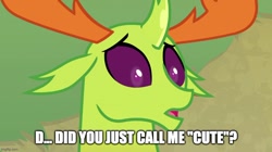 Size: 888x499 | Tagged: safe, edit, edited screencap, imported from derpibooru, screencap, thorax, changedling, changeling, triple threat, caption, cute, image macro, imgflip, king thorax, male, solo, surprised, text, thorabetes