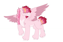 Size: 1280x854 | Tagged: safe, artist:itstechtock, imported from derpibooru, oc, oc:cupid blush, pegasus, pony, colored wings, hair over eyes, male, simple background, solo, stallion, two toned wings, white background, wings