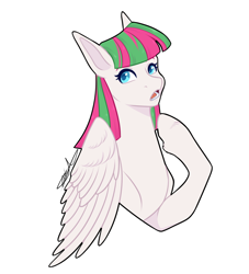 Size: 1000x1100 | Tagged: safe, artist:purplegrim40, imported from derpibooru, blossomforth, pegasus, pony, bust, portrait, simple background, solo, white background