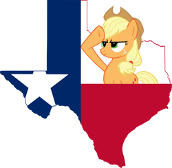 Size: 900x878 | Tagged: safe, artist:darthvader447, imported from derpibooru, applejack, earth pony, pony, amerijack, applejack's hat, cowboy hat, female, flag, freckles, hat, mare, rainbow dash salutes, salute, simple background, solo, stars, texas, transparent background, united states