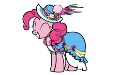 Size: 4000x2500 | Tagged: safe, artist:nitlynjane, imported from derpibooru, pinkie pie, earth pony, pony, magical mystery cure, accessory, candies, candy, clothes, dress, eyes closed, female, gritted teeth, hat, ice cream, mare, ribbon, simple background, smiling, solo, transparent background