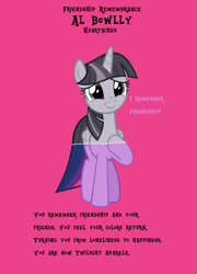 Size: 2944x4096 | Tagged: safe, artist:andoanimalia, artist:wardex101, edit, imported from derpibooru, twilight sparkle, alicorn, pony, father knows beast, discorded, discorded twilight, female, happy, simple background, smiling, solo, song reference, text, twilight sparkle (alicorn)