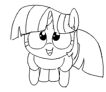 Size: 207x180 | Tagged: safe, artist:wafflecakes, twilight sparkle, pony, unicorn, lowres, monochrome, smiling, unicorn twilight