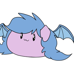 Size: 600x600 | Tagged: safe, artist:wafflecakes, bat pony, pony, blob pony, simple background, smiling, spread wings, transparent background, wings