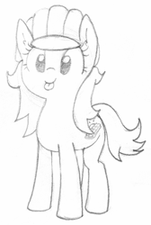 Size: 1280x1903 | Tagged: safe, artist:wafflecakes, oc, oc only, earth pony, pony, simple background, smiling, tongue out, traditional art