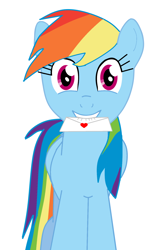 Size: 1120x1700 | Tagged: safe, artist:theawesomeguy98201, imported from derpibooru, rainbow dash, letter, looking at you, mouth hold, simple background, solo, white background