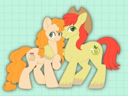 Size: 2048x1536 | Tagged: safe, artist:beashay, imported from derpibooru, bright mac, pear butter, earth pony, pony, brightbutter, cowboy hat, februpony, female, freckles, hat, male, mare, shipping, stallion, stetson, straight