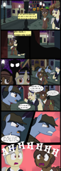 Size: 1280x3579 | Tagged: safe, artist:mr100dragon100, imported from derpibooru, earth pony, unicorn, comic:a house divided, comic, dark forest au's dr. jekyll and mr. hyde, dr jekyll and mr hyde, griffin (character), night, thug, town