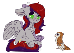 Size: 1591x1145 | Tagged: safe, imported from derpibooru, oc, oc only, oc:evening prose, bird, owl, pegasus, pony, barn owl, female, floppy ears, freckles, jewelry, mare, necklace, pearl necklace, simple background, solo, transparent background