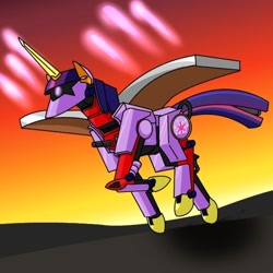 Size: 500x500 | Tagged: safe, artist:kushina13, imported from derpibooru, twilight sparkle, pony, robot, robot pony, ambiguous gender, fake, fake twilight, gun, gundam, gundam seed, laser, machine gun, solo, twilight zero, weapon, zoids