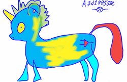 Size: 3280x2112 | Tagged: safe, artist:asd1995sse, imported from derpibooru, pony, unicorn, 1000 hours in ms paint, high res, horn, signature, simple background, solo, tail, white background