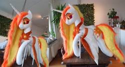 Size: 5176x2792 | Tagged: safe, artist:epicrainbowcrafts, imported from derpibooru, daybreaker, pony, irl, life size, photo, plushie, solo