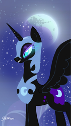 Size: 1280x2276 | Tagged: safe, artist:sarahthefox97, imported from derpibooru, nightmare moon, alicorn, pony, female, mare, moon, night, nightmare moon's cutie mark, solo